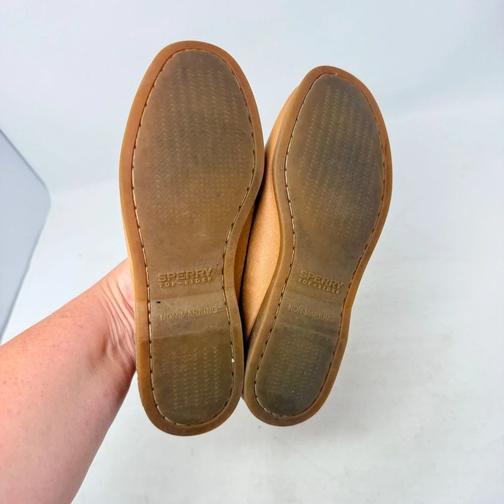 Sperry Top-Sider Boat Shoes Tan 6.5M Leather Preppy Nautical Old Money Timeless